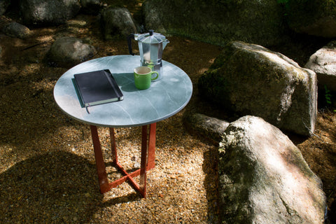 Apollo Side Table with a Neolith Zaha Stone top