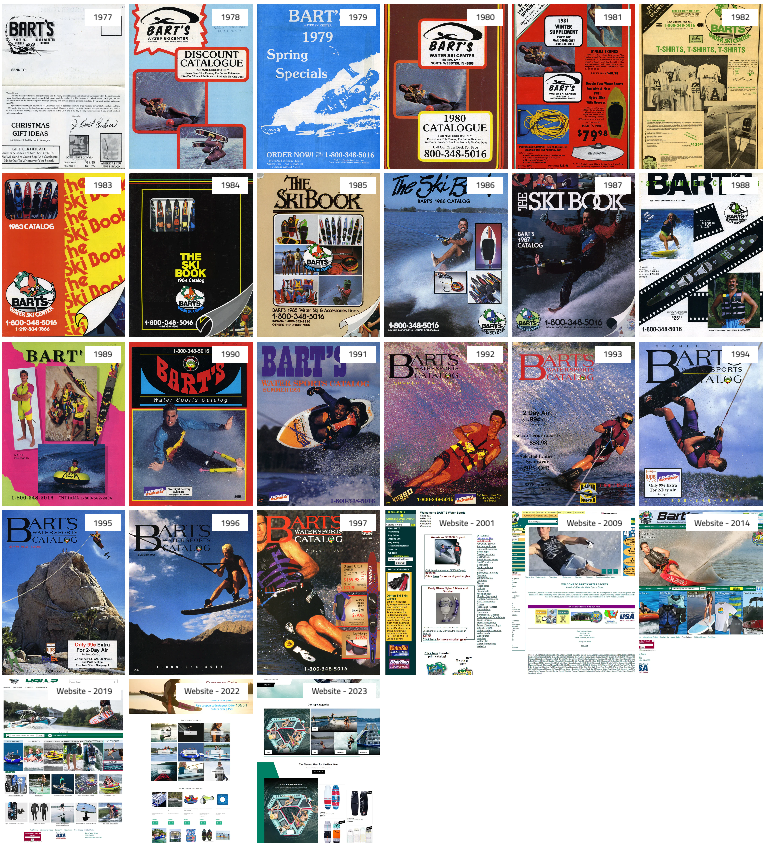 BART'S WATER SPORTS CATALOGS THROUGH THE YEARS
