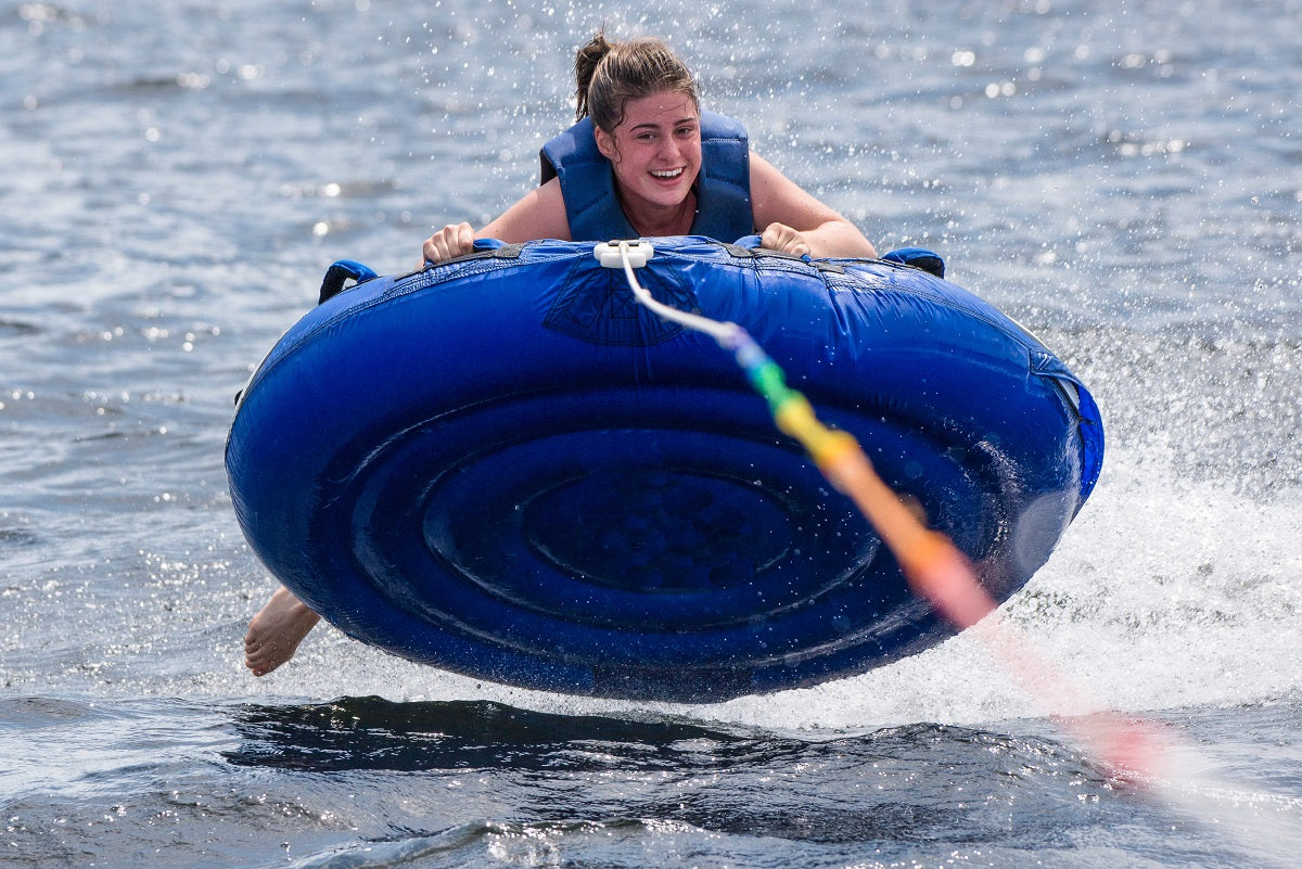 towed boat tube catching air