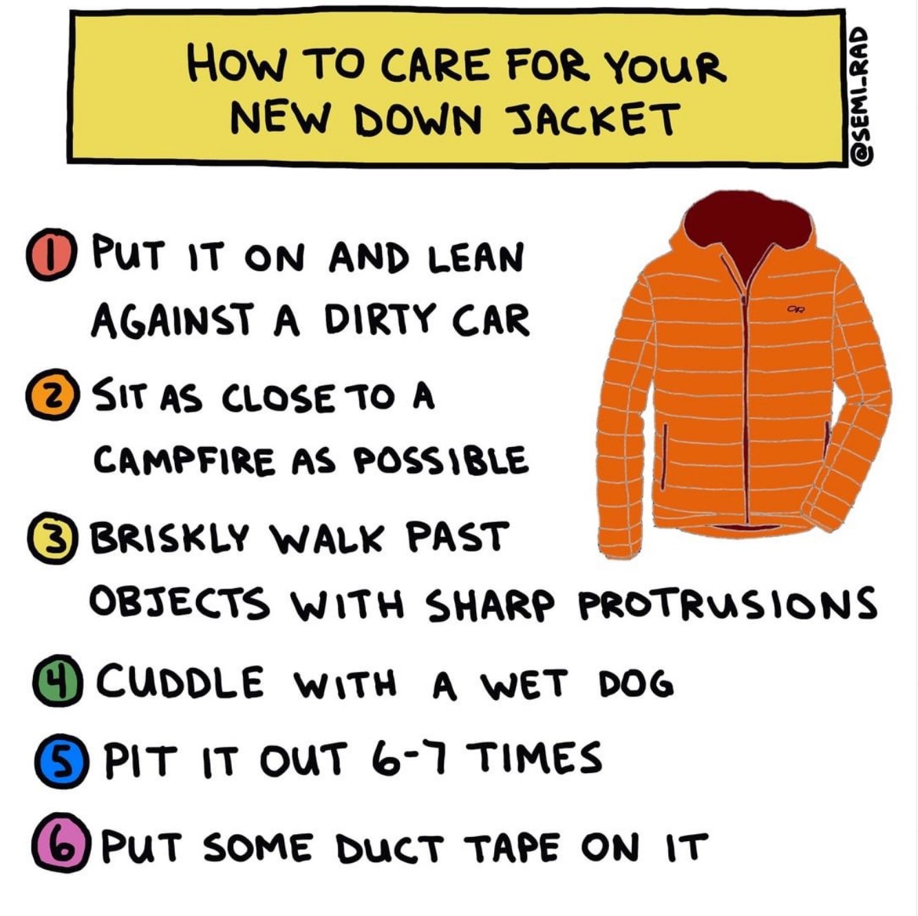 Chart: How to care for your down jacket