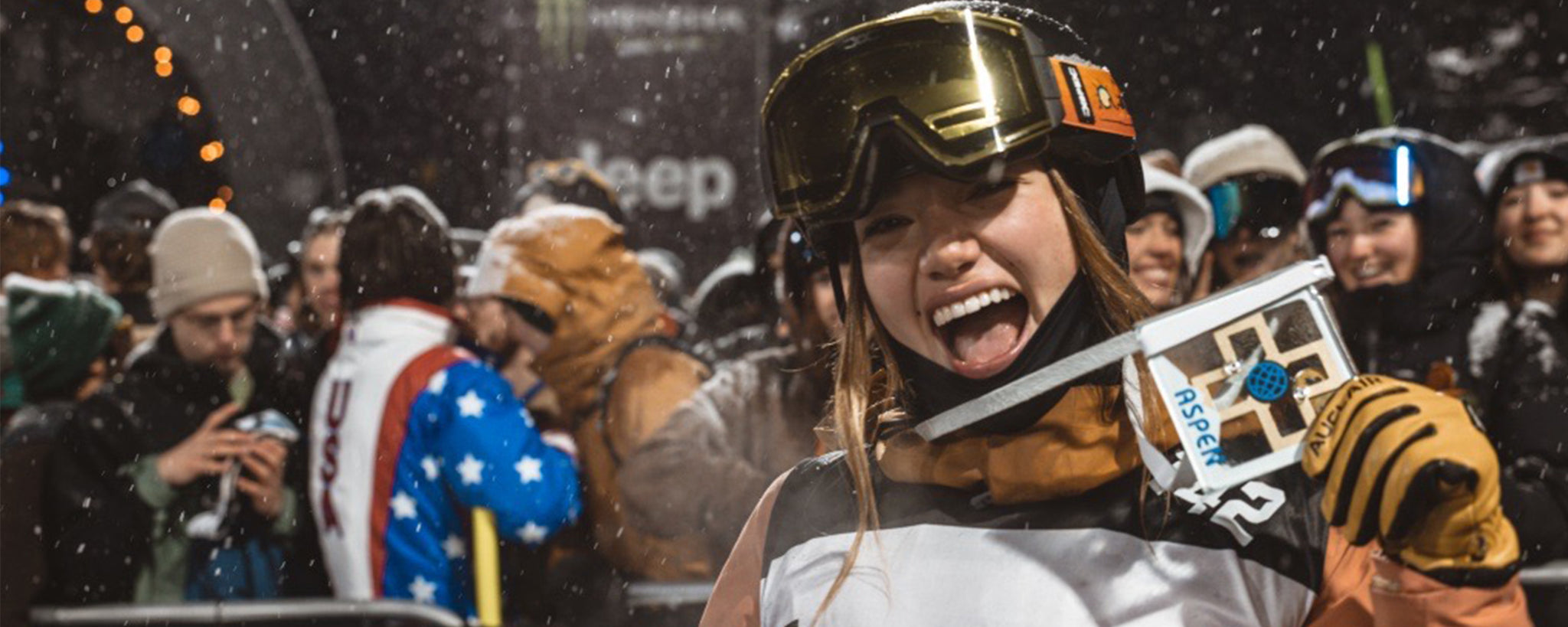 Zoe Atkin celebrates her first place finish at the X Games