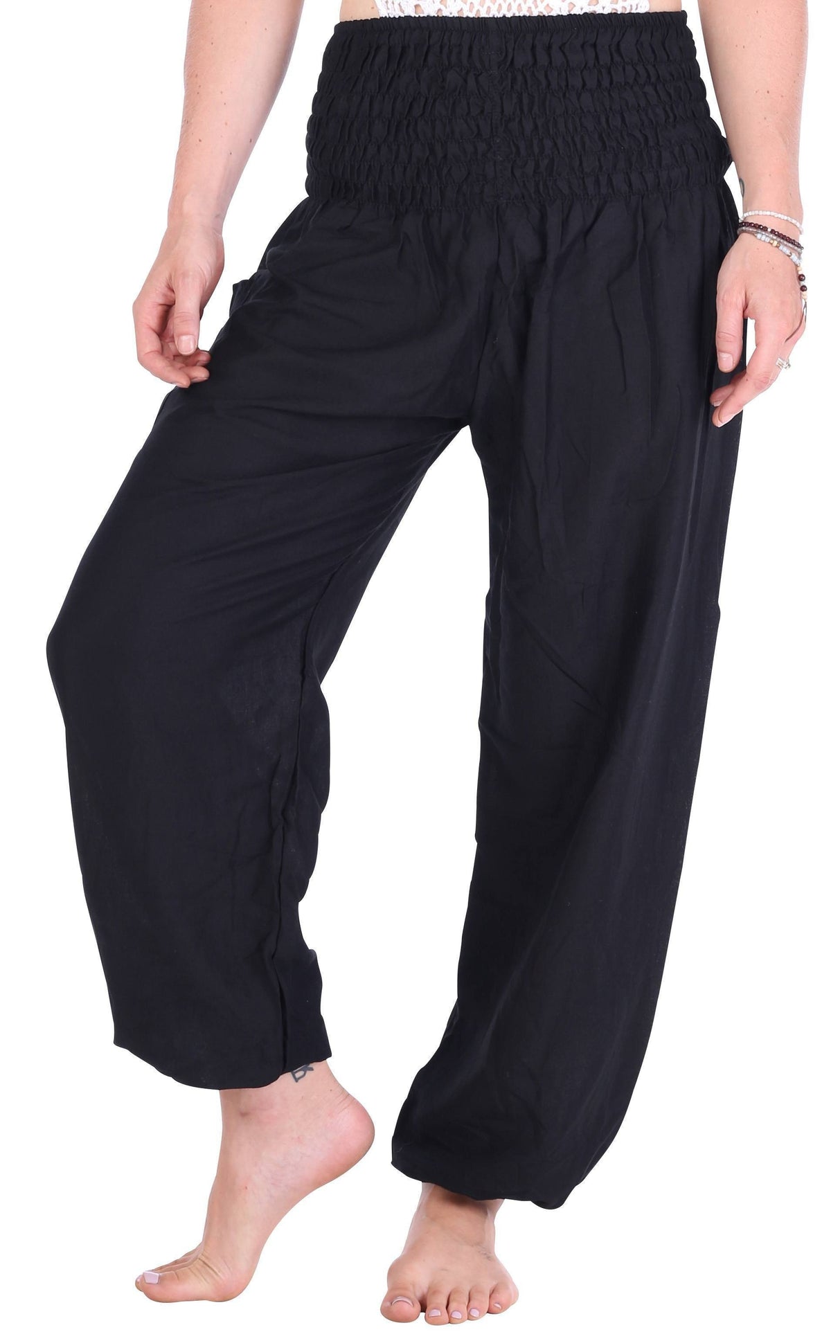 Black Solid Harem Pants - One Tribe Apparel