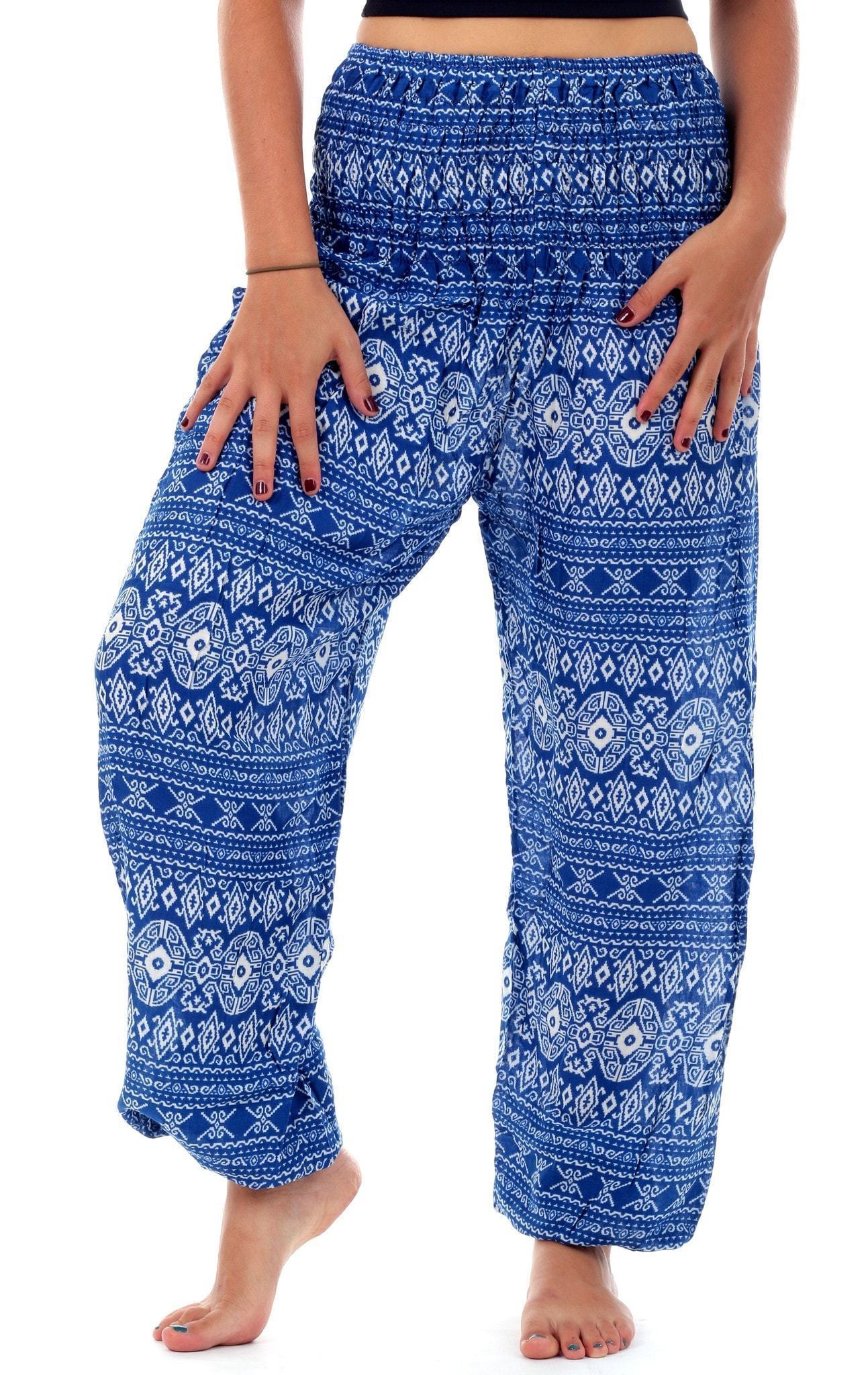 Blue Tribal Diamond Harem Pants - One Tribe Apparel