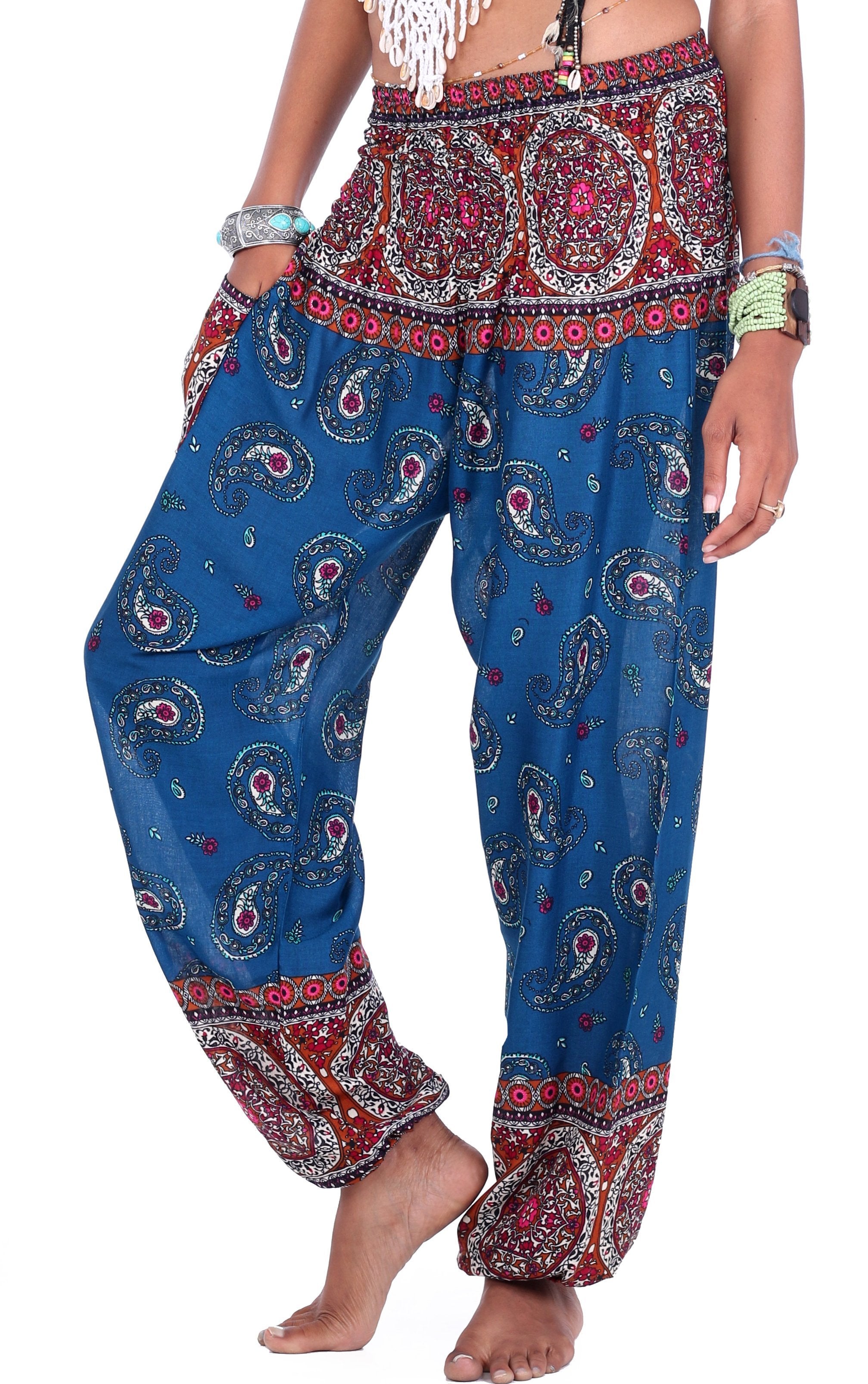 Butterfly Teal Paisley Mandala Pants - One Tribe Apparel
