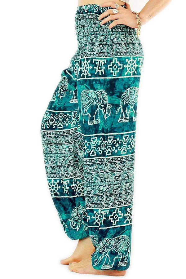 Ocean Blue Ancient Elephant Harem Pants - One Tribe Apparel