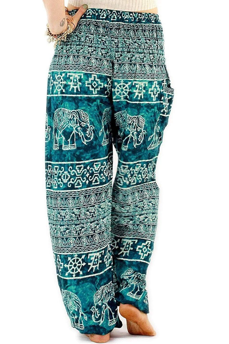 Ocean Blue Ancient Elephant Harem Pants - One Tribe Apparel