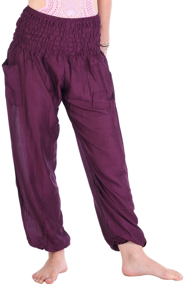 Purple Solid Harem Pants - One Tribe Apparel