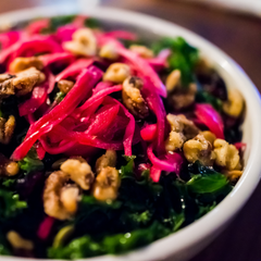 kale walnut salad with pickled beets