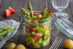 pickled asparagus potato salad in a jar