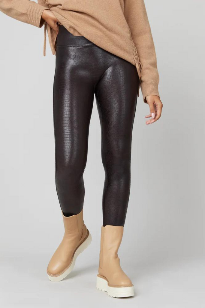 Bellella Ladies Leggings Tummy Control Faux Leather Pants Pull-on Yoga Pant  Warm Zipper Trousers Evening Black XL 