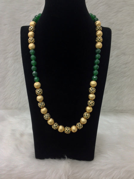 Beauteous Green and Golden Beads Necklace