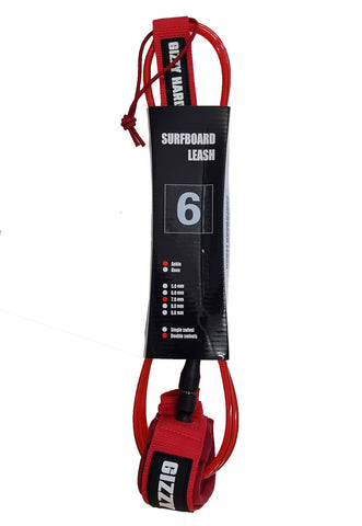 Gizzy Hard red surfboard leash