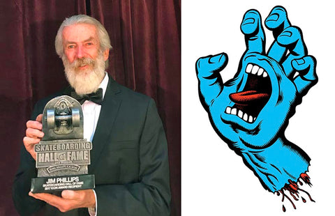Jim Phillips in Skateboarding Hall of Fame and the Screaming Hand logo