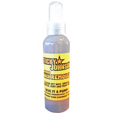 Sticky Johnson citrus surfboard wax remover bottle