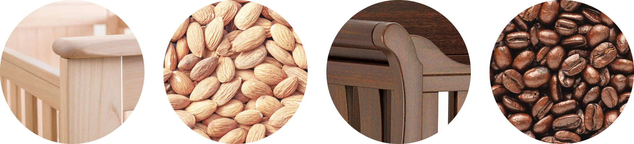 unique wood grains compared to nuts and coffee beans