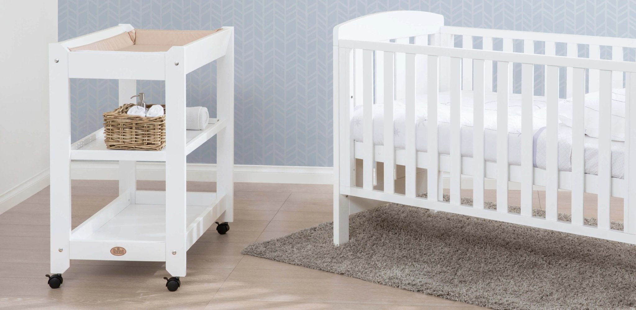 3 tier freestanding changer in nursery with cot bed