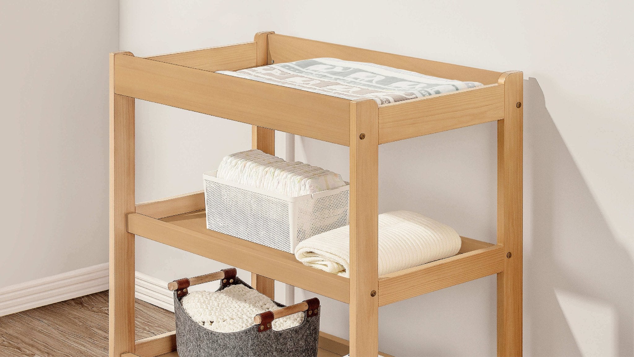 wooden 3 tier changer with changing pad