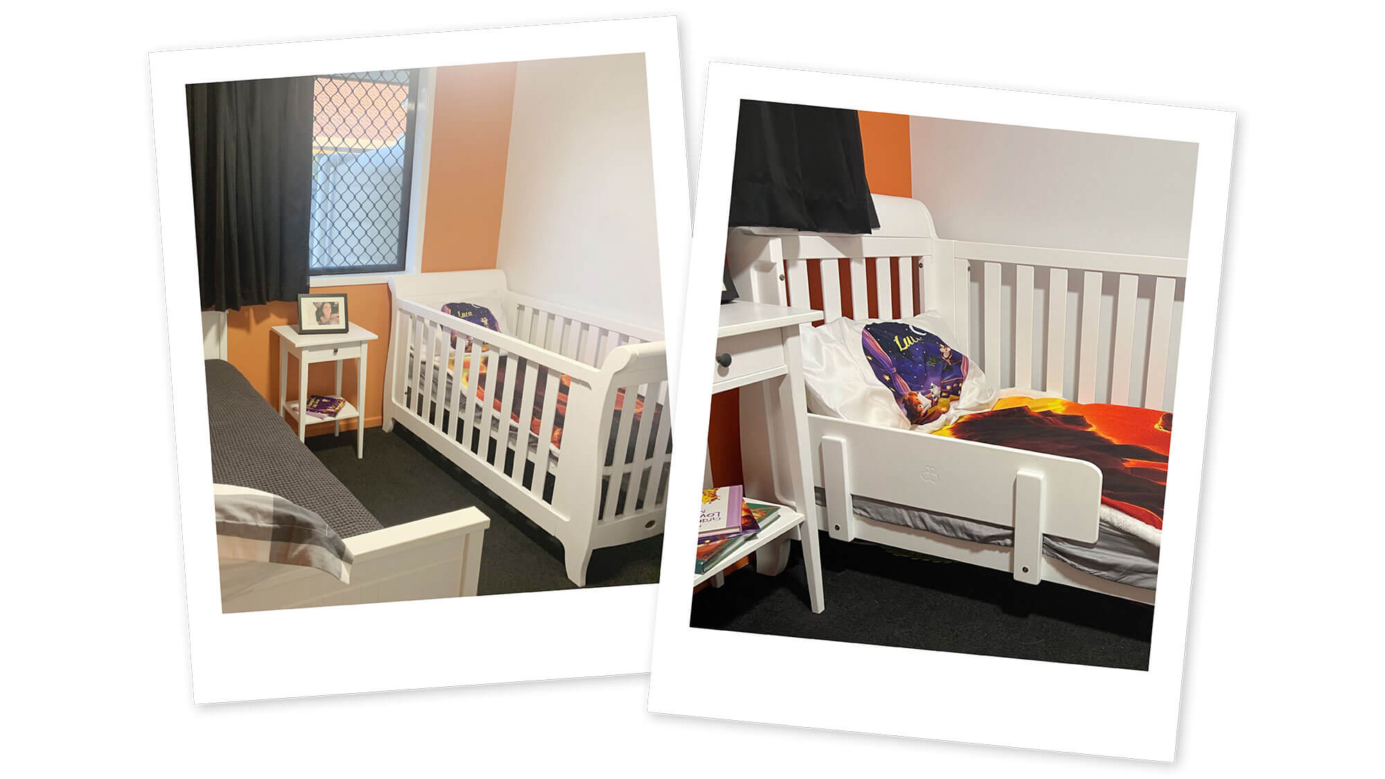 Sleigh Expandable Cot Bed as a cot and as a toddler bed