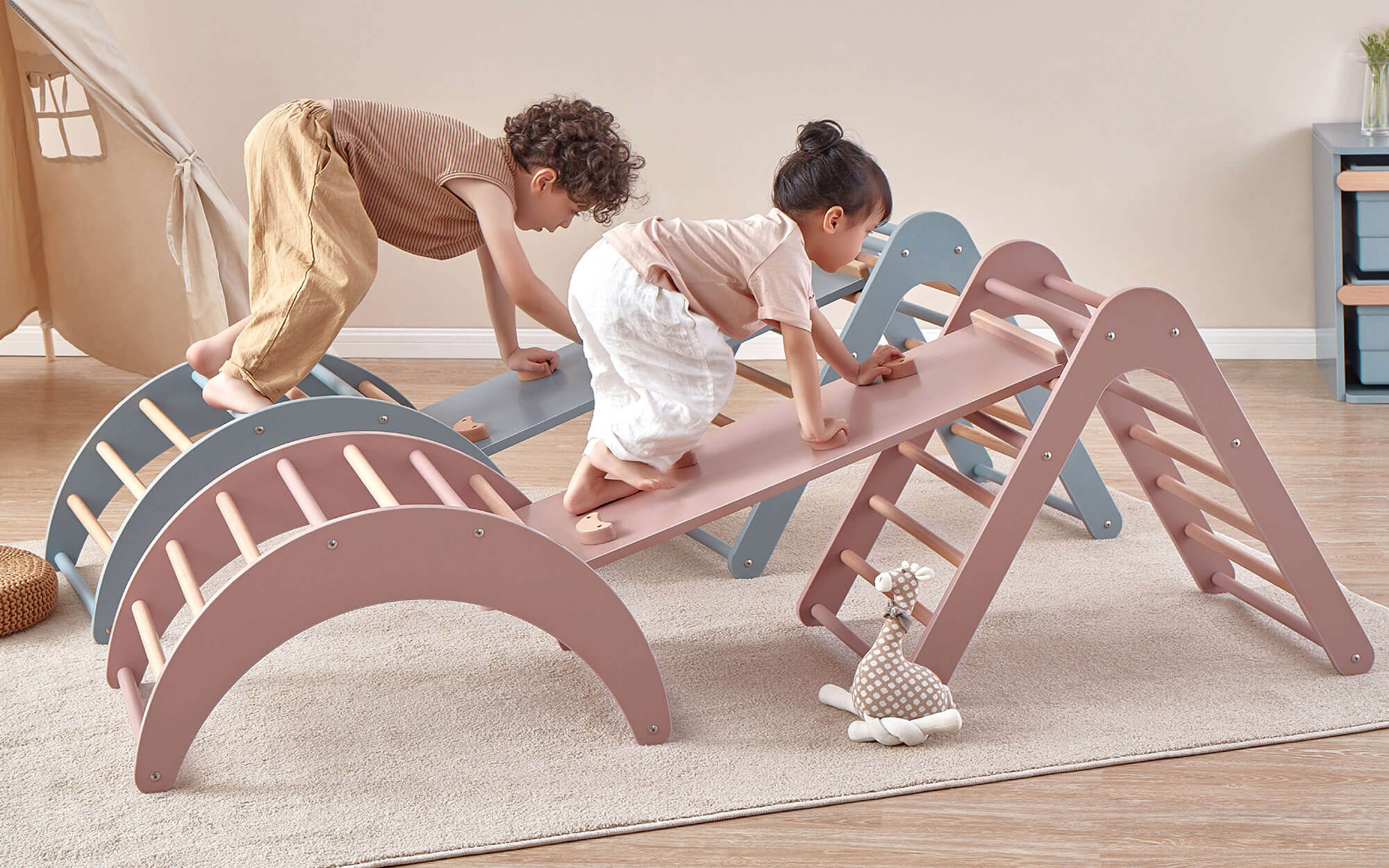 Children playing with Tidy Climbing furniture