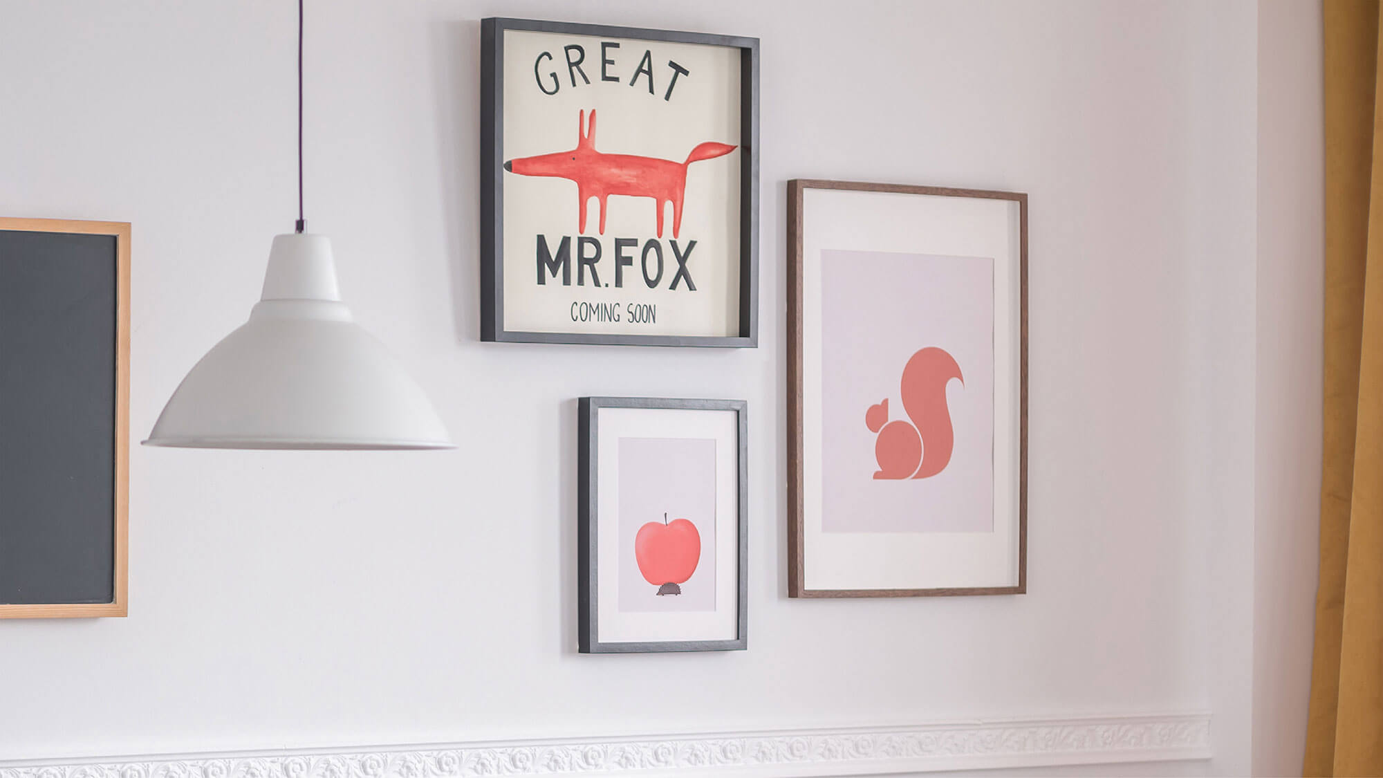 Gallery wall with fox print