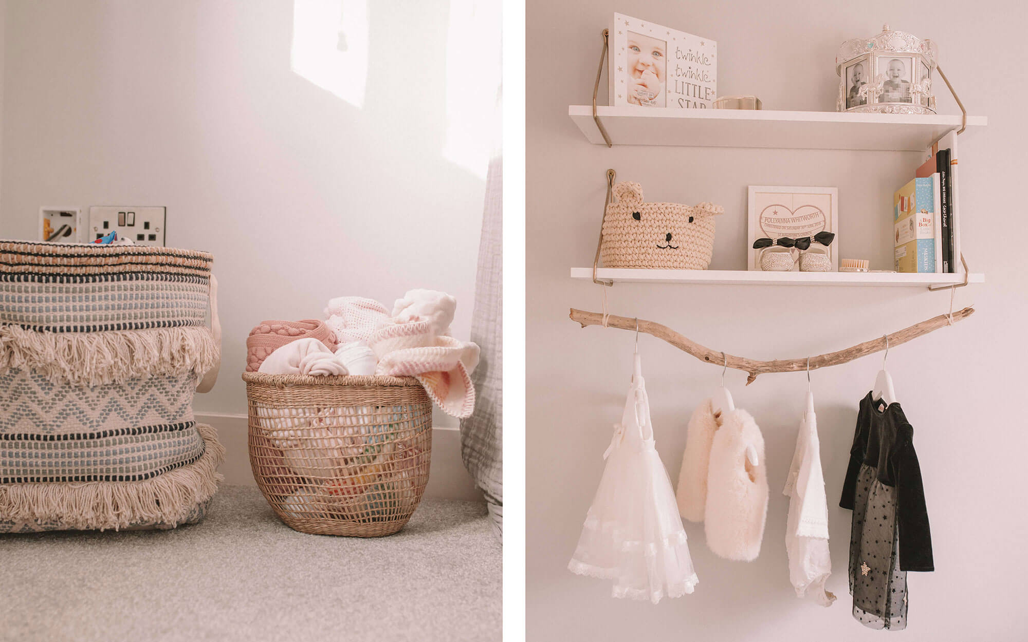 Nursery baskets and shelves