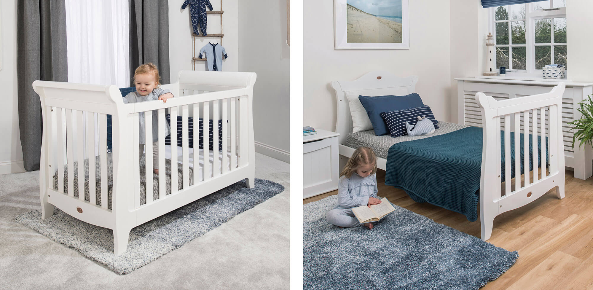 Sleigh Expandable Cot Bed as a cot and as a single bed
