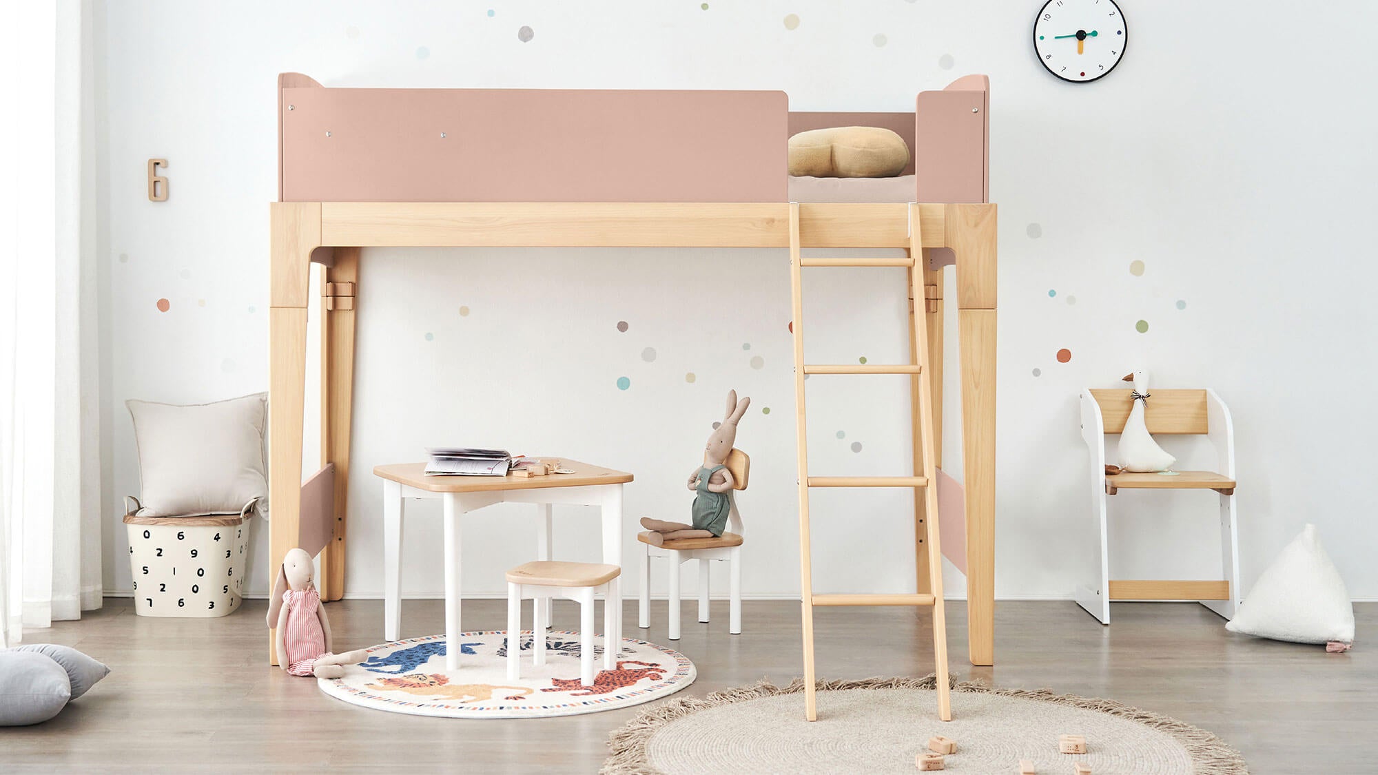 Loft bed with reading space underneath