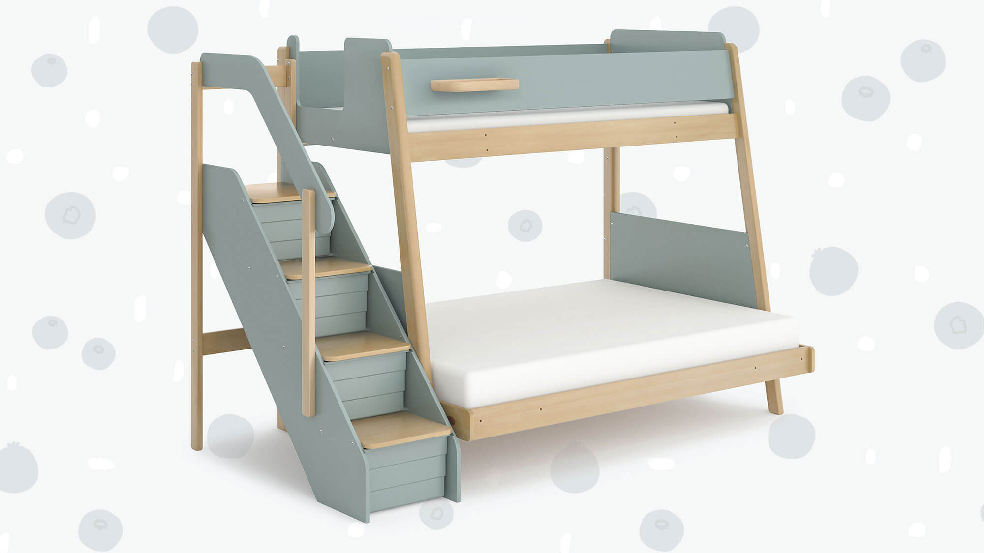 Natty Maxi Bunk Bed with Storage Staircase in blueberry and almond