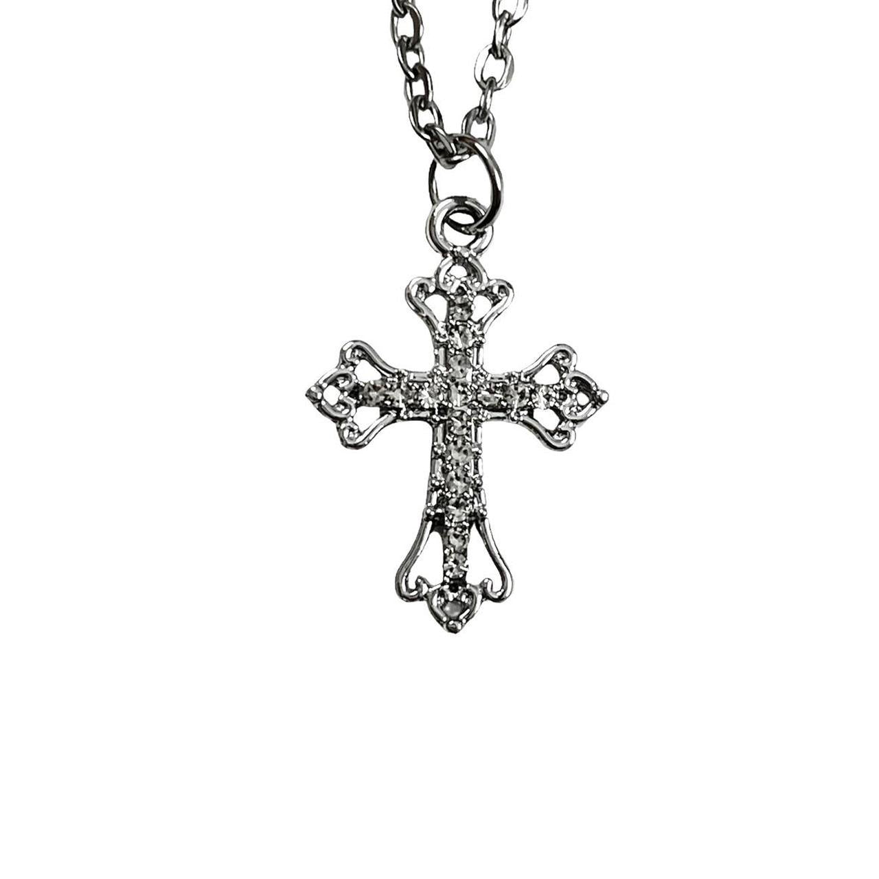 Vintage silver store cross necklace