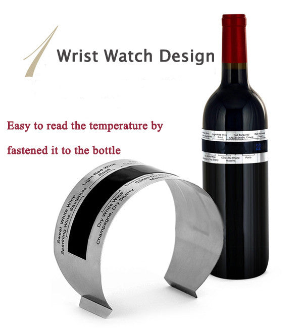 LCD Stainless Steel Wine Bracelet Thermometer Creative Wine Thermometer