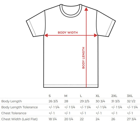 tee shirt size chart