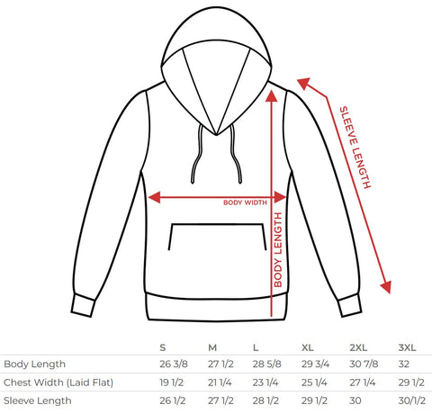 hoodie size chart