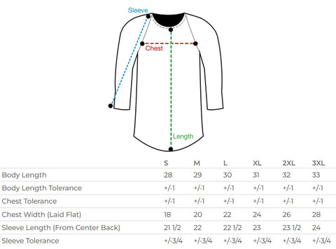 raglan size chart