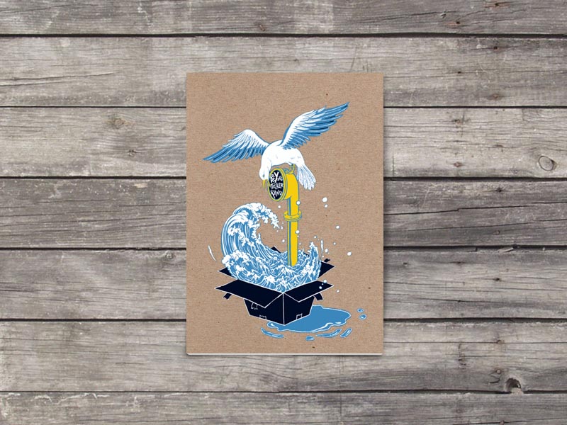 Custom Pocket Notebook - Beyond Tellerrand Bird Design on Kraft Paper