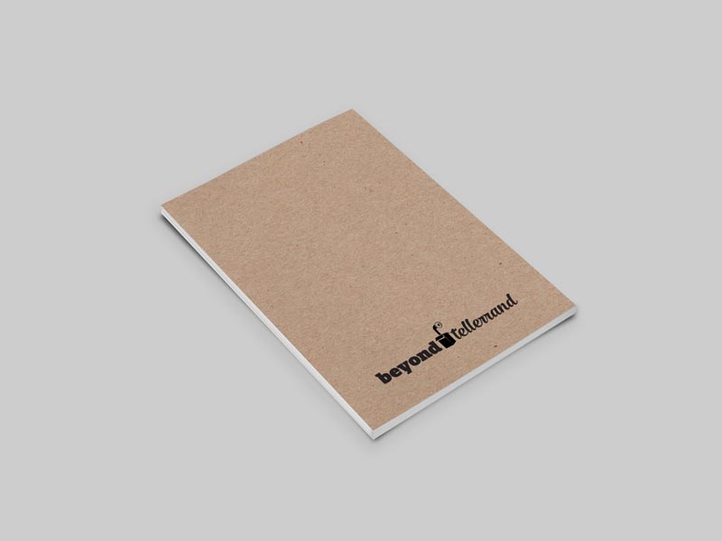 Custom Pocket Notebook - Beyond Tellerrand Logo Design Back Cover on Kraft Paper
