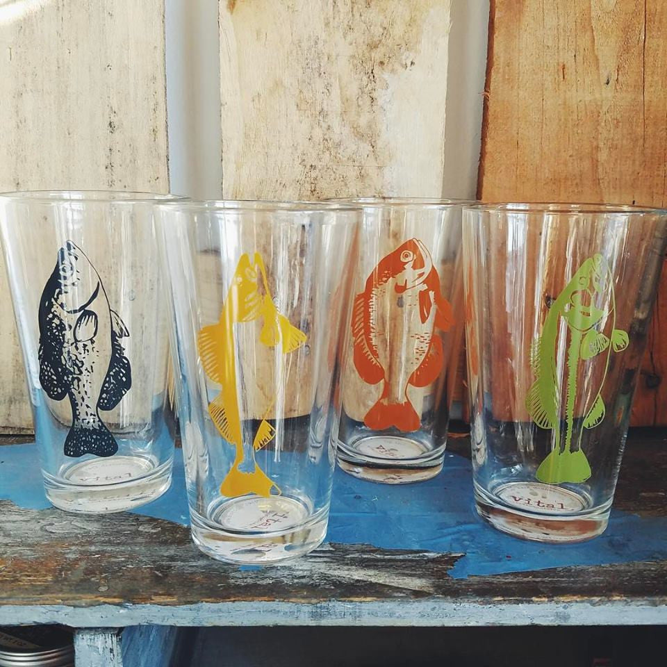 Fish Pint Glass â 218 Clothing + Gift