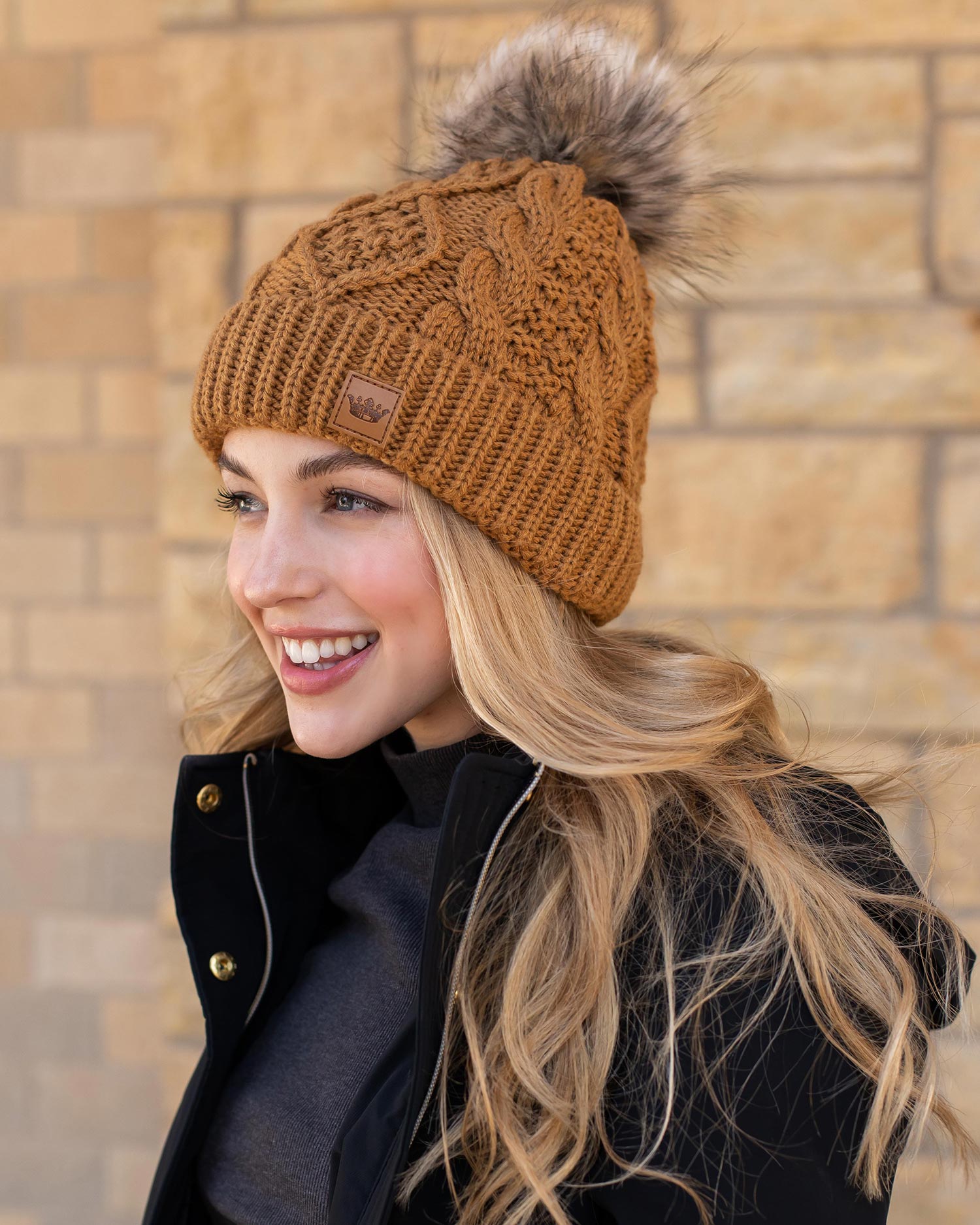 Lodge Fur Pom Hat - Camel