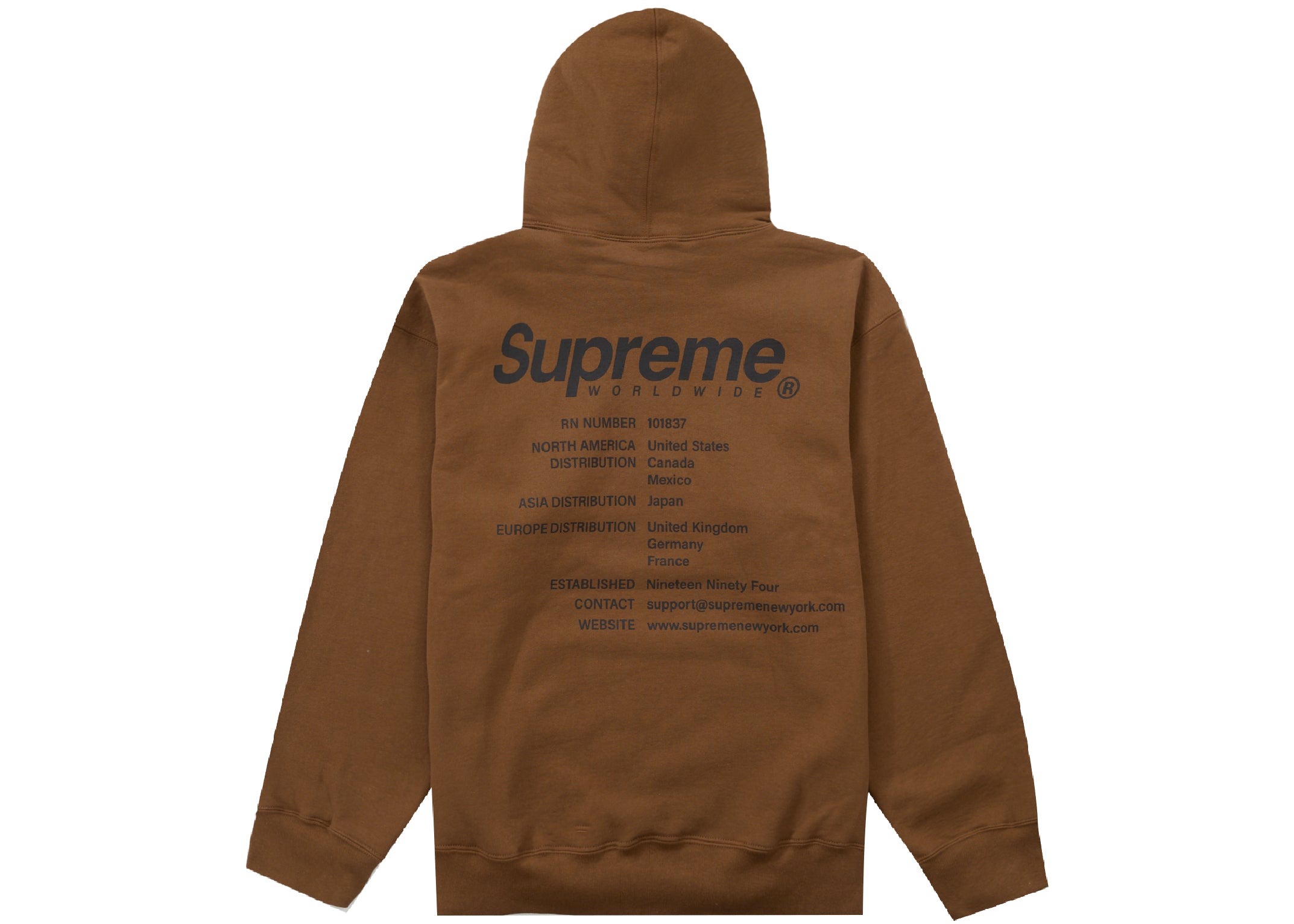 Supreme Worldwide Hooded Sweatshirt Olive Brown