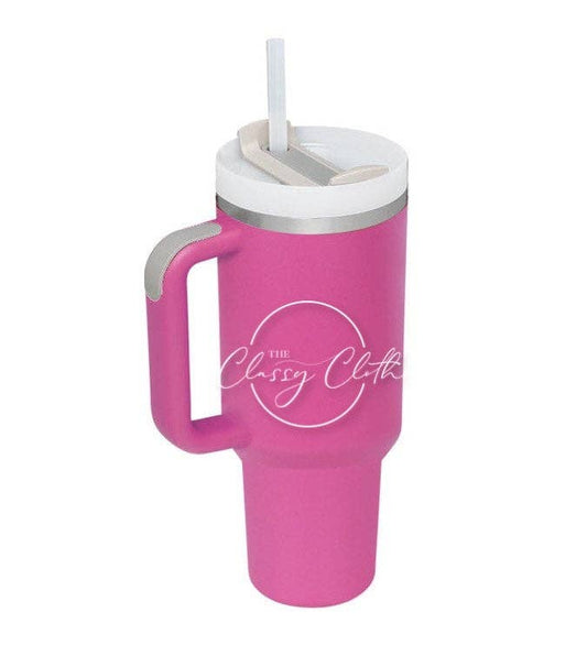 Quencher 40oz Tumbler with straw and lid (Hot Pink)