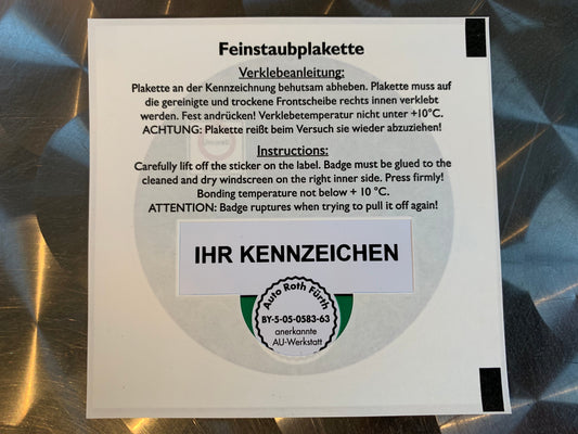 Umweltplakette / Feinstaubplakette –