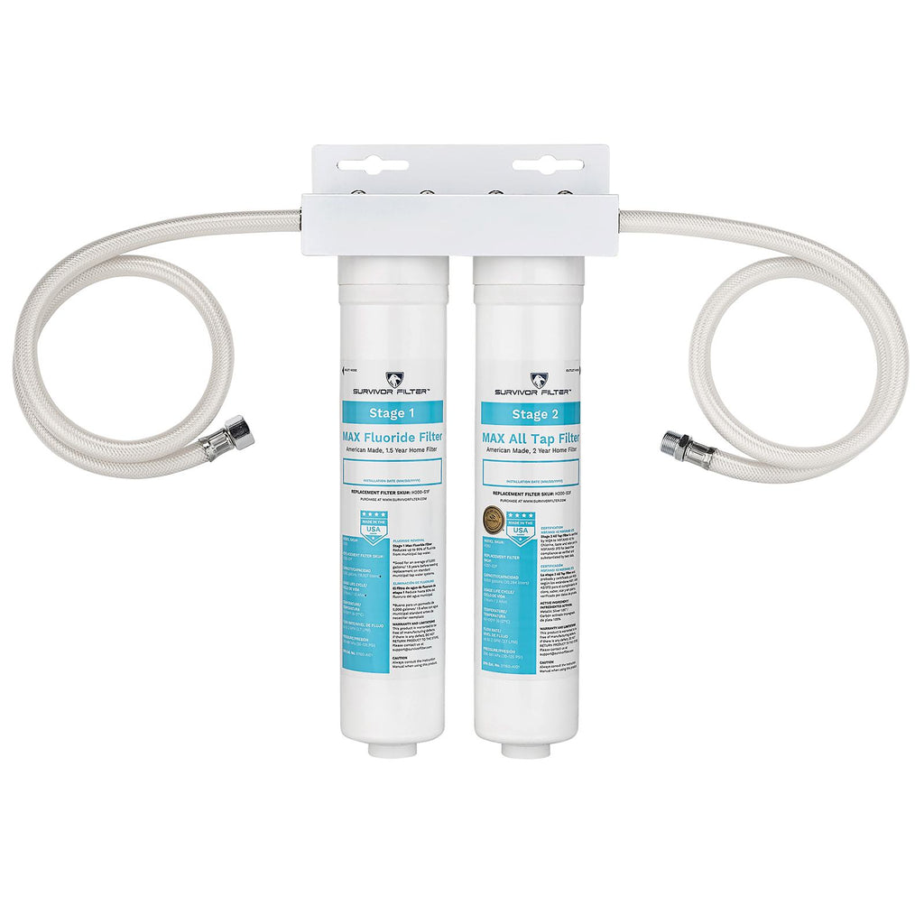 SURVIVOR FILTER(TM) Max&comma; 2-Stage Fluoride and Chlorine In-Line Home Filter