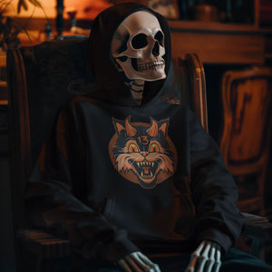 "Bad Luck Alley Cat" Hoodie by Horrornaments - Lucky Cat Smoke Shop 