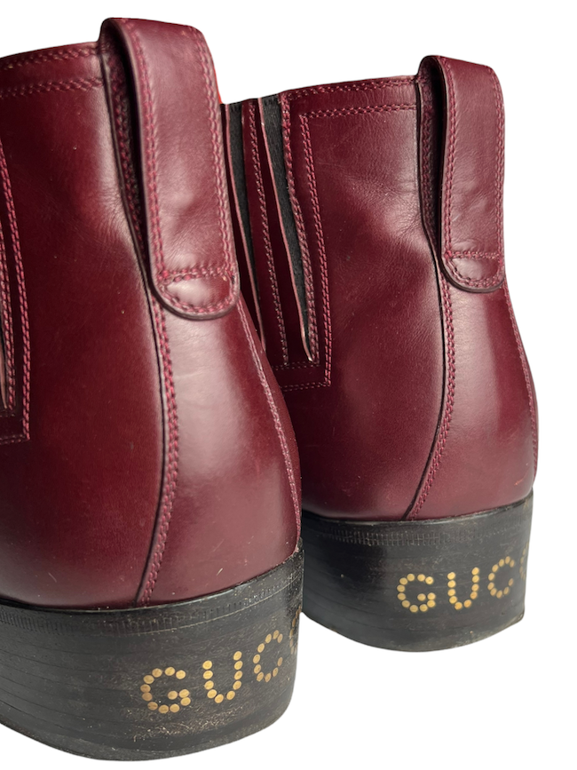 Mens Gucci New Waxed Calf Bordeaux Boot – ConsignToronto