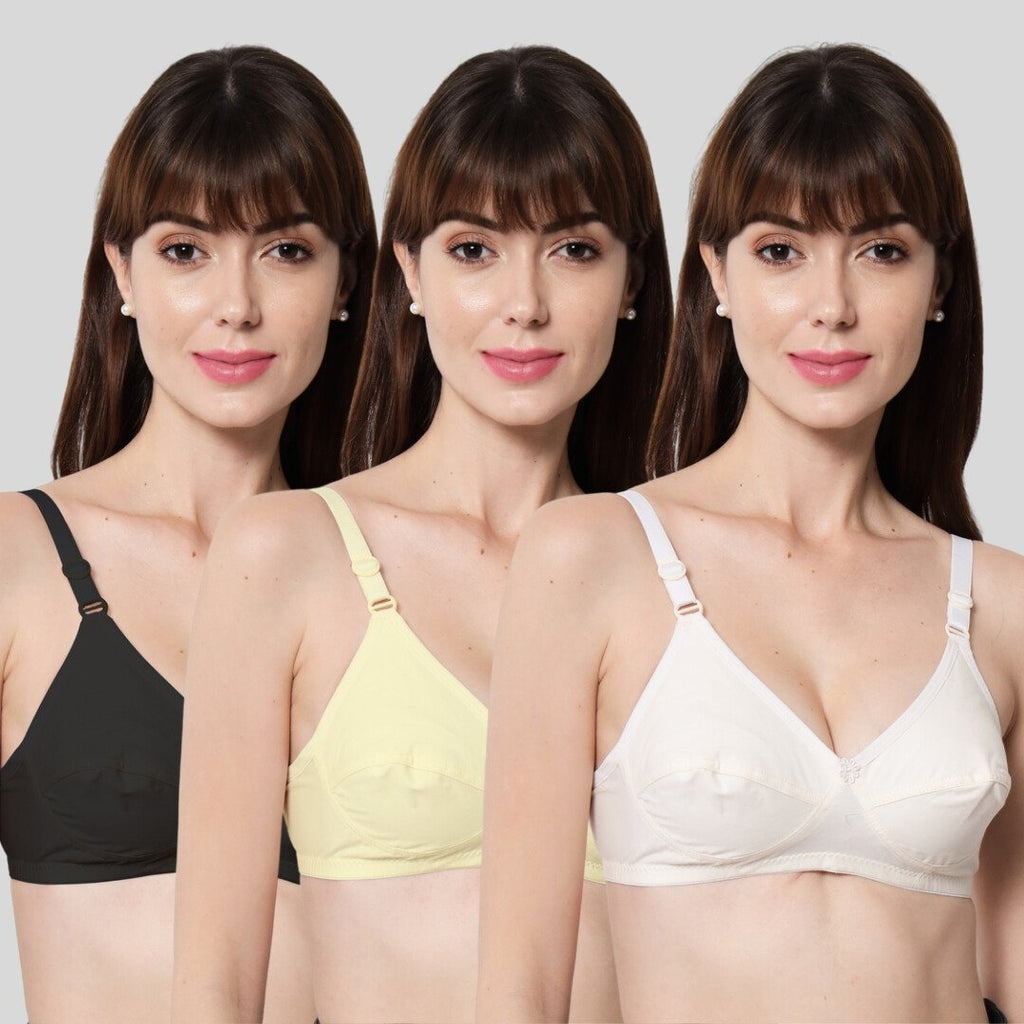 Buy BEWILD Women's Regular Cotton T-Shirt Non Padded Wireless Bra(Size 44B)(White)  at