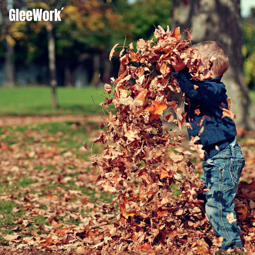 Kid playing with leaves during fall