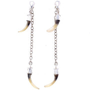 Silver hanging earrings with double claws