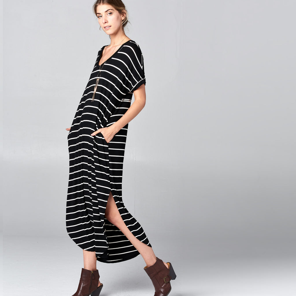 Love Kuza RL Black White Striped Maxi Dress – Love, Kuza