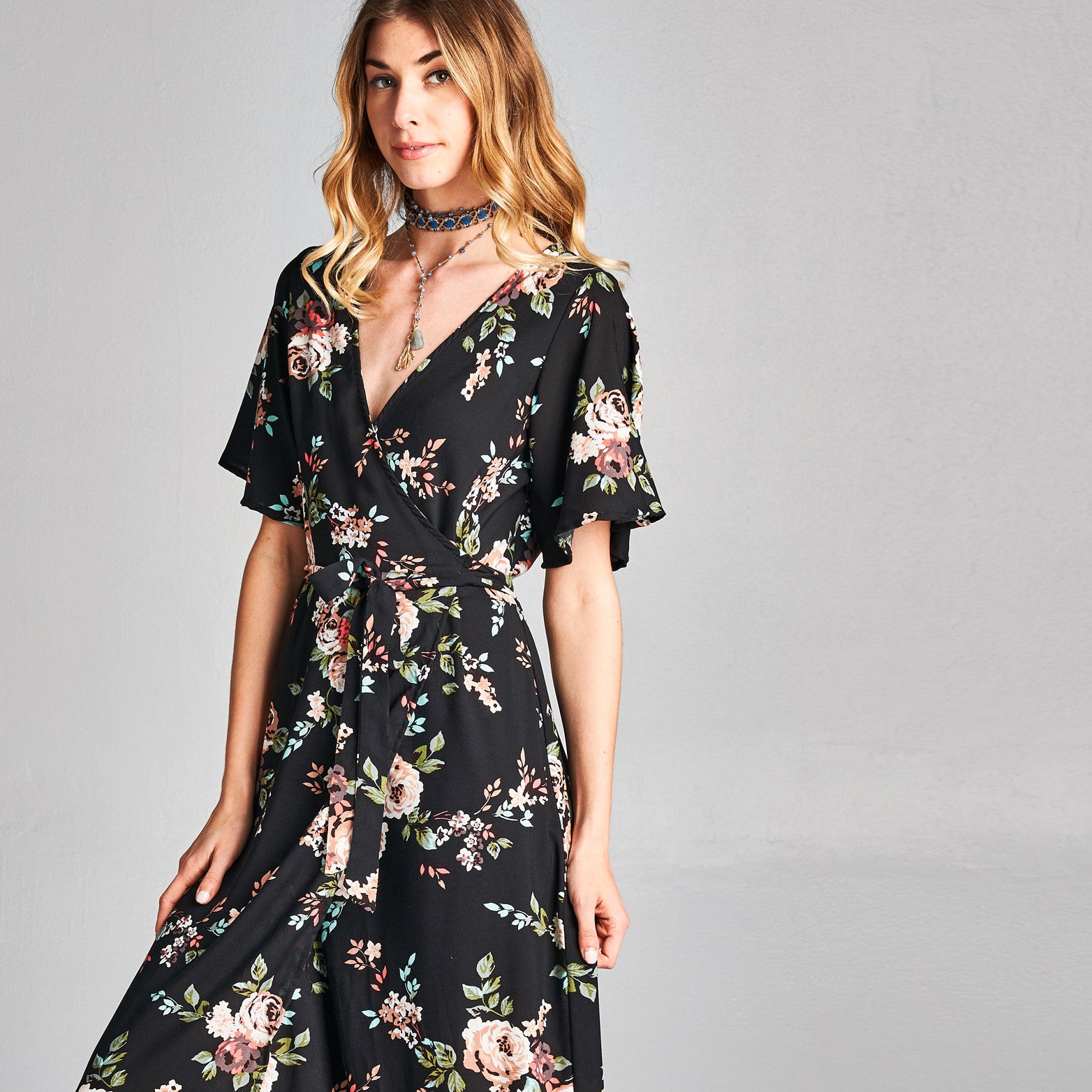 wrap around floral dress