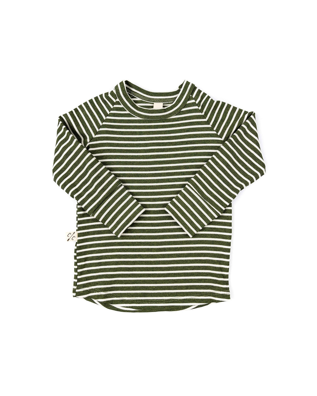 rib knit long sleeve tee - evergreen inverse stripe – Childhoods Clothing