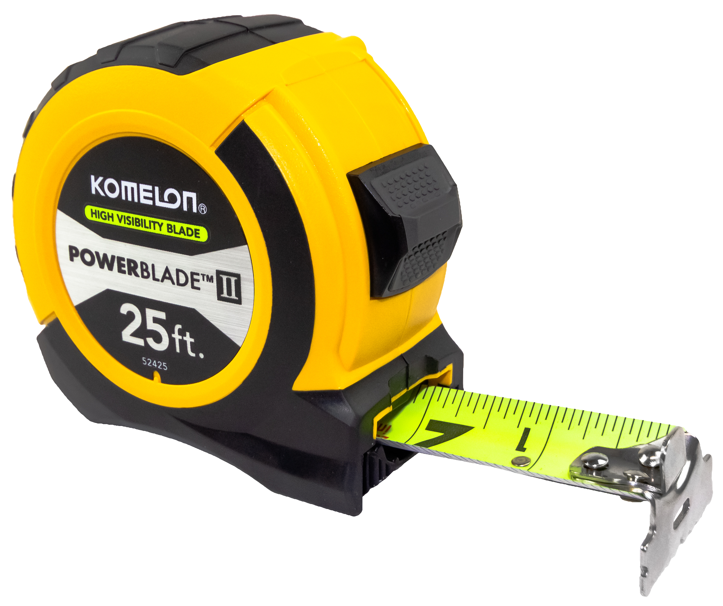 Komelon 25 ft. x 1.06 in. Powerblade II Tape Measure, Black & White (25' x 1.06", Yellow/Black)
